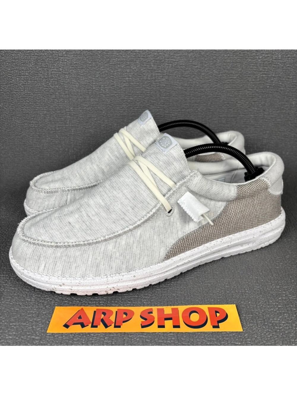 HeyDude Wally Stitch 1124-52-PD Size 10 Men's Optic White Comfort Casual Shoes